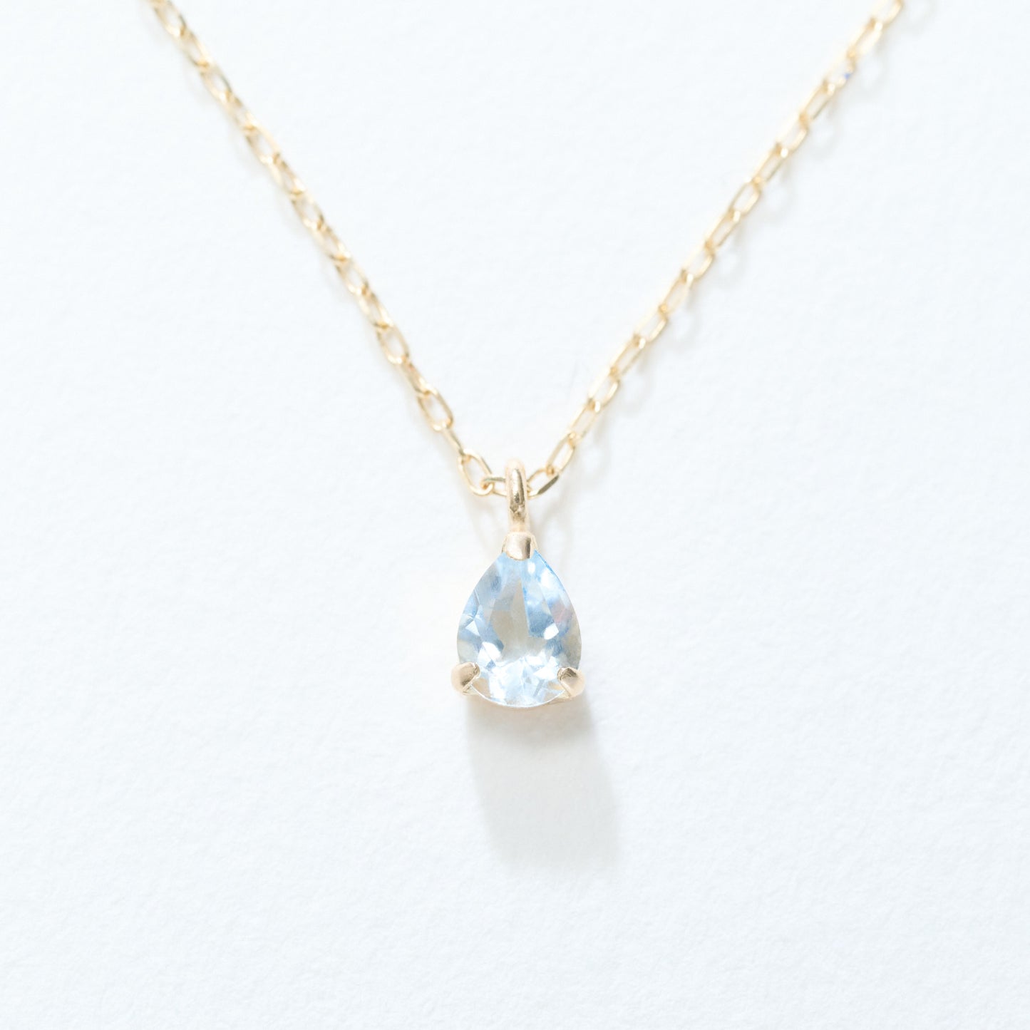 K10YG アクアマリン しずく型ネックレス