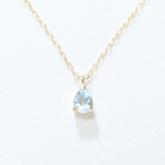 K10YG アクアマリン しずく型ネックレス